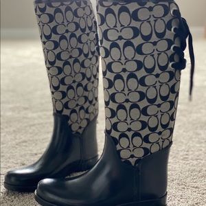 Black coach rain boots